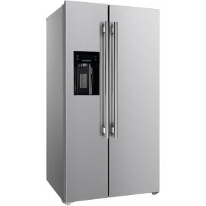 imageForno Salerno 36quot SidebySide Refrigerator and Freezer with 20 Cubic Ft Stainless Steel French Door BuiltIn Ice Maker Fridge