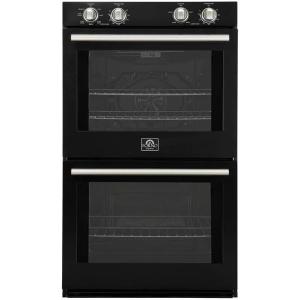 imageForno Vomero 30Inch Double Wall Oven 10 cuft Total Capacity 7100W Electric Convection with Manual Steam Clean ampamp Mechanical Controls Includes Both Antique Brass Stainless Steel Handles  Black