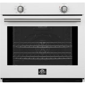 imageForno Vomero 30Inch Wall Oven 5 cuft Capacity 3550W Convection with Mechanical Controls ampamp Manual Steam Clean Includes Both Antique Brass ampamp Stainless Steel Handles  White Finish