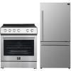imageFORNO Premium 2Piece Kitchen Bundle  Leonardo Espresso 30quot Stainless Steel Range 31quot Stainless Steel Bottom Freezer Refrigerator  FBDL00301US