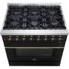 imageForno Galiano 36Inch Dual Fuel Range in Black  6 Sealed Burners 83000 BTU 536 cuft True Convection Oven  Elegant Brass Handles ampamp Knobs Electric Oven Gas Cooktop  FFSGS615636BLK