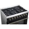 imageForno Galiano 36Inch Dual Fuel Range in Black  6 Sealed Burners 83000 BTU 536 cuft True Convection Oven  Elegant Brass Handles ampamp Knobs Electric Oven Gas Cooktop  FFSGS615636BLK