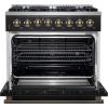 imageForno Galiano 36Inch Dual Fuel Range in Black  6 Sealed Burners 83000 BTU 536 cuft True Convection Oven  Elegant Brass Handles ampamp Knobs Electric Oven Gas Cooktop  FFSGS615636BLK