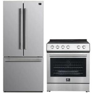 imageForno Premium 2Piece Kitchen Bundle  30Inch Electric Range and 30Inch French Door Refrigerator in Stainless Steel  FBDL00307US