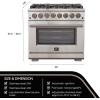 imageFORNO Capriasca Dual Fuel 36quot Inch Freestanding Range 6 Sealed Brass Burners Cooktop and 536 Cu Ft Electric Convection Oven  Stainless Steel Stove Range Heavy Duty Cast Iron Grates