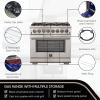 imageFORNO Capriasca Dual Fuel 36quot Inch Freestanding Range 6 Sealed Brass Burners Cooktop and 536 Cu Ft Electric Convection Oven  Stainless Steel Stove Range Heavy Duty Cast Iron Grates