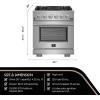 imageFORNO Capriasca Full Gas 30quot Inch Freestanding Range with 5 Sealed Burners Cooktop  432 CuFt Gas Convection Oven Capacity Stainless Steel Heavy Duty Cast Iron Grates