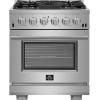 imageFORNO Capriasca Full Gas 30quot Inch Freestanding Range with 5 Sealed Burners Cooktop  432 CuFt Gas Convection Oven Capacity Stainless Steel Heavy Duty Cast Iron Grates