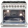 imageFORNO Capriasca Dual Fuel 36quot Inch Freestanding Range 6 Sealed Brass Burners Cooktop and 536 Cu Ft Electric Convection Oven  Stainless Steel Stove Range Heavy Duty Cast Iron Grates