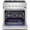 imageFORNO Capriasca Full Gas 30quot Inch Freestanding Range with 5 Sealed Burners Cooktop  432 CuFt Gas Convection Oven Capacity Stainless Steel Heavy Duty Cast Iron Grates