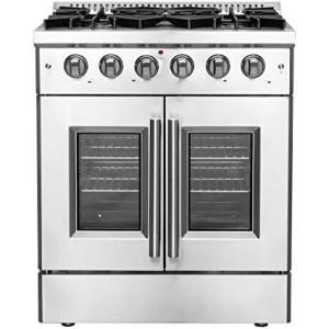 imageFORNO Vittorio Full Gas 30quot Inch French Door Freestanding Range 5 Sealed Burners Cooktop  432 Cu Ft Gas Convection Oven Capacity  Stainless Steel Stove Range Heavy Duty Cast Iron Grates