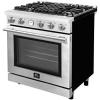 imageFORNO Full Gas 30 Inch Freestanding Range with 4 Sealed Burners Cooktop  462 Cu Ft Convection Oven Capacity  Stainless Steel Heavy Duty Cast Iron Grates