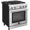 imageFORNO Full Gas 30 Inch Freestanding Range with 4 Sealed Burners Cooktop  462 Cu Ft Convection Oven Capacity  Stainless Steel Heavy Duty Cast Iron Grates