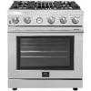 imageFORNO Full Gas 30 Inch Freestanding Range with 4 Sealed Burners Cooktop  462 Cu Ft Convection Oven Capacity  Stainless Steel Heavy Duty Cast Iron Grates