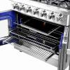 imageForno Massimo 36 French Door Gas Range with 6 Sealed Burners 83000BTU Wok Support amp Griddle 536 cuft Oven  Modern Design Fuel Range with Blue Enamel Interior and Zinc Coated Metal Knobs