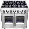 imageForno Massimo 36 French Door Gas Range with 6 Sealed Burners 83000BTU Wok Support amp Griddle 536 cuft Oven  Modern Design Fuel Range with Blue Enamel Interior and Zinc Coated Metal Knobs