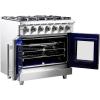imageForno Massimo 36 French Door Gas Range with 6 Sealed Burners 83000BTU Wok Support amp Griddle 536 cuft Oven  Modern Design Fuel Range with Blue Enamel Interior and Zinc Coated Metal Knobs