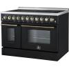 imageForno Paolo 48 Electric Range wAntique Brass Handle 7 Radiant Elements amp 11000W Cooktop  670 cu ft True Convection Ovens wDualElement Broiler amp Hidden Bake Element  Black
