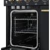 imageForno Paolo 48 Electric Range wAntique Brass Handle 7 Radiant Elements amp 11000W Cooktop  670 cu ft True Convection Ovens wDualElement Broiler amp Hidden Bake Element  Black