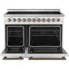 imageForno Paolo 48 Electric Range wAntique Brass Handle 7 Radiant Elements amp 11000W Cooktop  670 cu ft True Convection Ovens wDualElement Broiler amp Hidden Bake Element  White