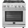 imageFORNO Full Gas 30 Inch Freestanding Range with 4 Sealed Burners Cooktop  462 Cu Ft Convection Oven Capacity  Stainless Steel Heavy Duty Cast Iron Grates