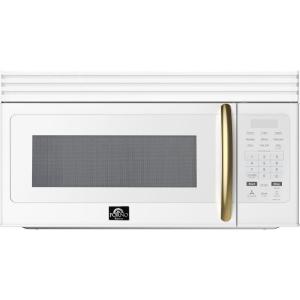 imageFORNO Scalo 30Inch OvertheRange Microwave 16 cuft  White Finish with Antique Brass Accents  300 CFM Ventilation Touch Control Panel LED Interior Lighting  FOTR300730WHT