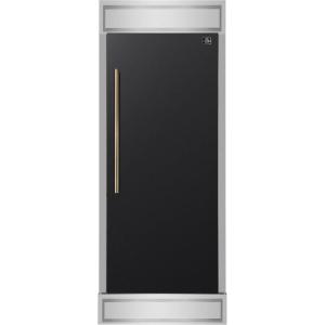 imageForno Maderno 28Inch Convertible Refrigerator Freezer 136 cuft wAntique Brass Handles NoFrost DualZone Cooling Inverter Compressor amp Decorative Grill Extends to 32 Right Swing  Black