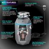 imageFORNO ACQUA BrightDIAMOND Black Onyx 34 HP Garbage Disposal Super Quiet Waste Disposer with Motion Sensor Cabinet Light PreWired Air Switch Stainless Steel Chamber Continuous Feed