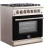 imageFORNO Capriasca 30 Gas Range 432 Cu Ft Convection Oven with 5 Sealed Italian Burners  Full Gas Freestanding Range  Black Stainless Steel HeavyDuty Cast Iron Grates FFSGS626030BLK