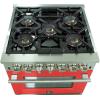 imageFORNO Capriasca 30Inch Dual Fuel Freestanding Range 5 Sealed Brass Burners Cooktop 432 cuft Electric Convection Oven  Red Stainless Steel  HeavyDuty Cast Iron Grates  FFSGS618730RED