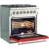 imageFORNO Capriasca 30Inch Dual Fuel Freestanding Range 5 Sealed Brass Burners Cooktop 432 cuft Electric Convection Oven  Red Stainless Steel  HeavyDuty Cast Iron Grates  FFSGS618730RED