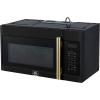 imageFORNO Fornace 30 Over the Range Microwave 15 cuft 300 CFM Vent  Black with Antique Brass or Silver Accents  Convection LED Light Touch Control  FOTR303830BLK