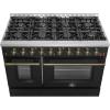imageFORNO Galiano 48 Gas Range 658 cuft Convection Oven  8 Sealed Burners DualRing 20000 BTU Burner Cast Iron Grates Griddle  Black with Antique Brass Accents  FFSGS624448BLK