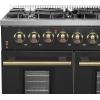 imageFORNO Galiano 48 Gas Range 658 cuft Convection Oven  8 Sealed Burners DualRing 20000 BTU Burner Cast Iron Grates Griddle  Black with Antique Brass Accents  FFSGS624448BLK