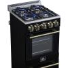 imageFORNO Lamazze 20 Freestanding Gas Range 205 cuft Convection Oven with Interior Light Viewing Window Storage Drawer 4 Sealed Burners  Black Finish with Antique Brass Accents  FFSGS626520BLK