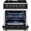 imageFORNO Massimo 30 Freestanding Gas Range with Antique Brass Accents amp 5 Sealed Burners 432 cuft Convection Oven with Air Fryer Kit Wok Support Reversible Griddle amp Telescopic Racks  Black