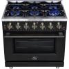 imageFORNO Massimo 36Inch Freestanding Gas Range with Antique Brass Accents amp 6 Sealed Burners 83000 BTU  536 cuft Convection Oven with Air Fryer Kit amp Reversible Griddle  Black