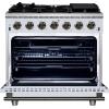imageFORNO Massimo 36Inch Freestanding Gas Range with Antique Brass Accents amp 6 Sealed Burners 83000 BTU  536 cuft Convection Oven with Air Fryer Kit amp Reversible Griddle  White
