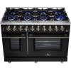 imageFORNO Massimo 48Inch Freestanding Gas Range with Antique Brass Accents amp 8 Sealed Burners  432 cuft Convection Oven  226 cuft Secondary Oven wAir Fryer Kit amp Wok Support  Black