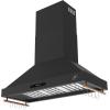 imageFORNO Venezia 48 900 CFM Wall Mount Ducted Range Hood with Touch Controls 3Speed Fan LED Lights DishwasherSafe Baffle Filters Adjustable Chimney Black with Antique Brass FRHWM550348BLK