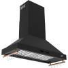 imageFORNO Venezia 48 900 CFM Wall Mount Ducted Range Hood with Touch Controls 3Speed Fan LED Lights DishwasherSafe Baffle Filters Adjustable Chimney Black with Antique Brass FRHWM550348BLK