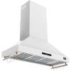 imageFORNO Venezia 48 Wall Mount Ducted Range Hood 900 CFM 3Speed Ventilation  White Finish with Antique Brass Accents  Touch Controls LED Lights DishwasherSafe Baffle Filters  FRHWM550348WHT