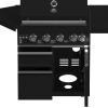 imageForno AllAperto 62600 BTU Outdoor BBQ Grill Station w 3 Stainless Steel Burners Infrared Burners Sink Module Black Sintered Stone Countertops Rotisserie Kit Bar amp Beverage Center  Black