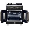 imageForno Capriasca 30Inch Freestanding French Door Gas Range with 4 Sealed Burners  Convection Oven with Antique Brass Handle amp Knobs  Professional Stainless Steel Kitchen Stove  Black