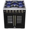 imageForno Capriasca 30Inch Freestanding French Door Gas Range with 4 Sealed Burners  Convection Oven with Antique Brass Handle amp Knobs  Professional Stainless Steel Kitchen Stove  Black