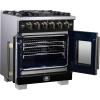 imageForno Capriasca 30Inch Freestanding French Door Gas Range with 4 Sealed Burners  Convection Oven with Antique Brass Handle amp Knobs  Professional Stainless Steel Kitchen Stove  Black