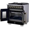 imageForno Capriasca 30Inch French Door Dual Fuel Range with Antique Brass Accents amp 5 Sealed DualRing Brass  432 cuft True Convection Oven with Rotisserie Kit amp LP Conversion Kit  Black