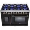 imageForno Capriasca 48Inch Freestanding French Door Gas Range with 8 Sealed Burners  Convection Oven with Antique Brass Handle amp Knobs  Luxury Professional Kitchen Stove  Black