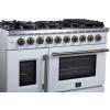 imageForno Capriasca 48Inch Freestanding French Door Gas Range with 8 Sealed Burners  Convection Oven with Antique Brass Handle amp Knobs  Luxury Professional Kitchen Stove  White
