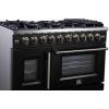imageForno Capriasca 48Inch Freestanding French Door Gas Range with 8 Sealed Burners  Convection Oven with Antique Brass Handle amp Knobs  Luxury Professional Kitchen Stove  Black